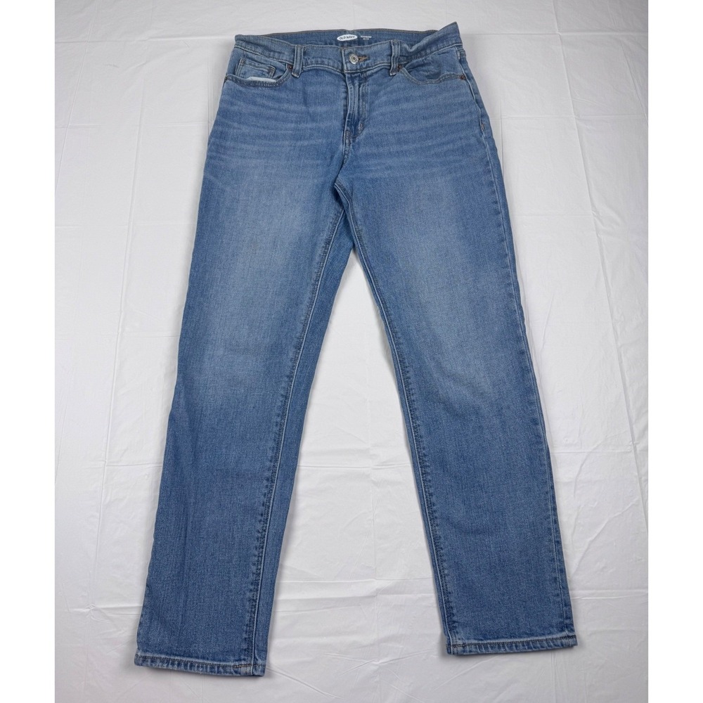 Old Navy Boyfriend Mid-Rise Jeans Womens 4 Blue Medium Wash Straight Leg Denim